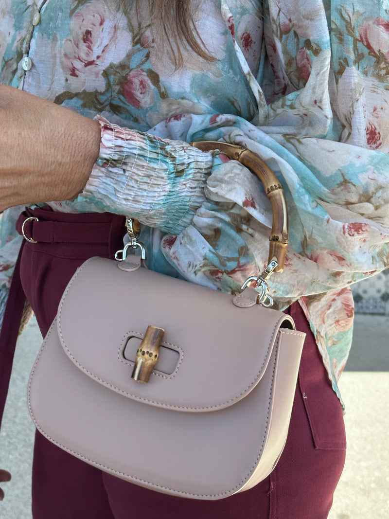 Bamboo Handle Bag - Camel