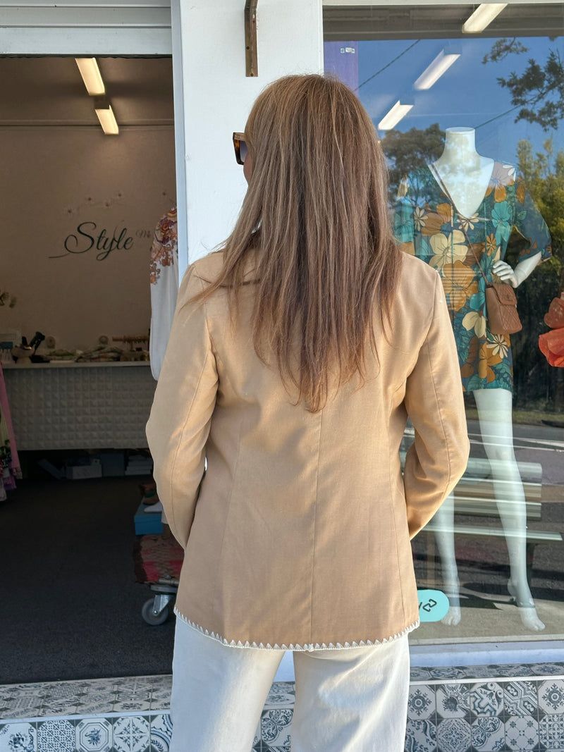 Blanket Stitch Jacket - Camel