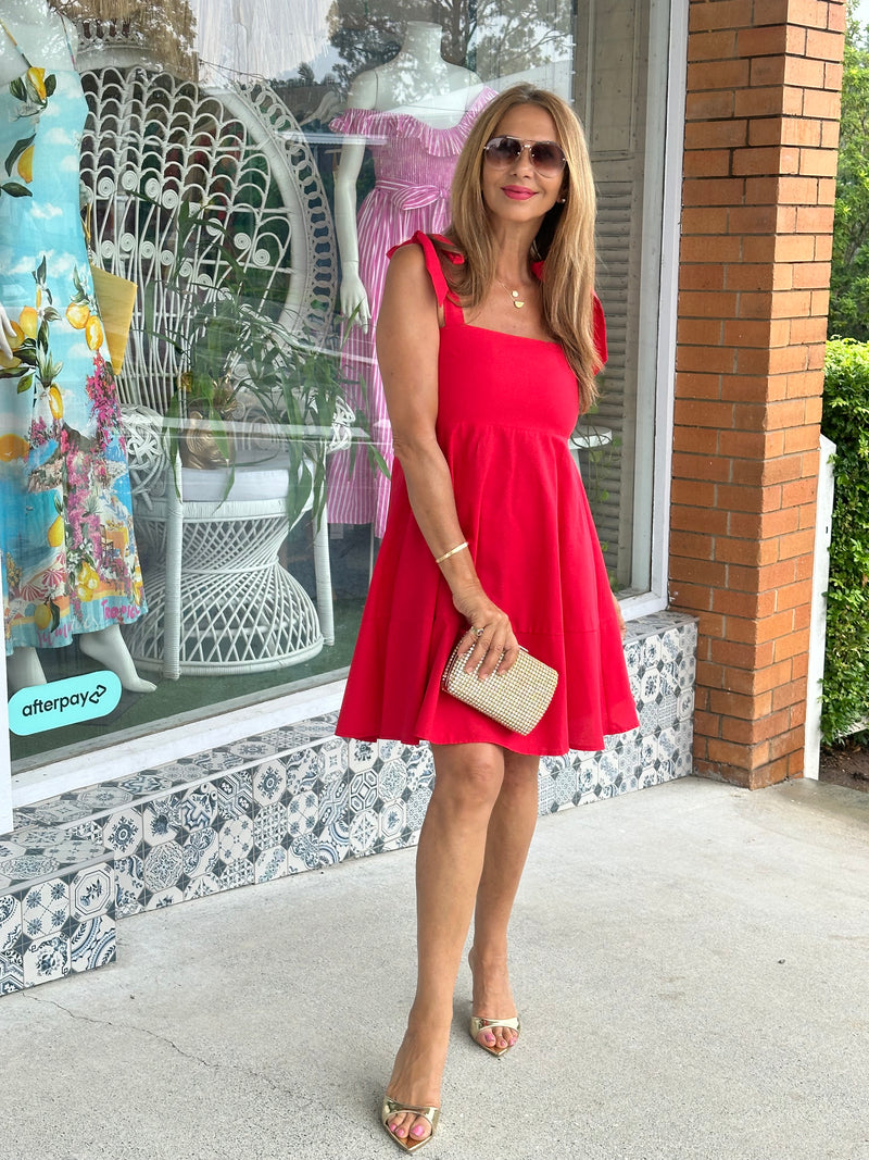 Red Tie Mini Dress