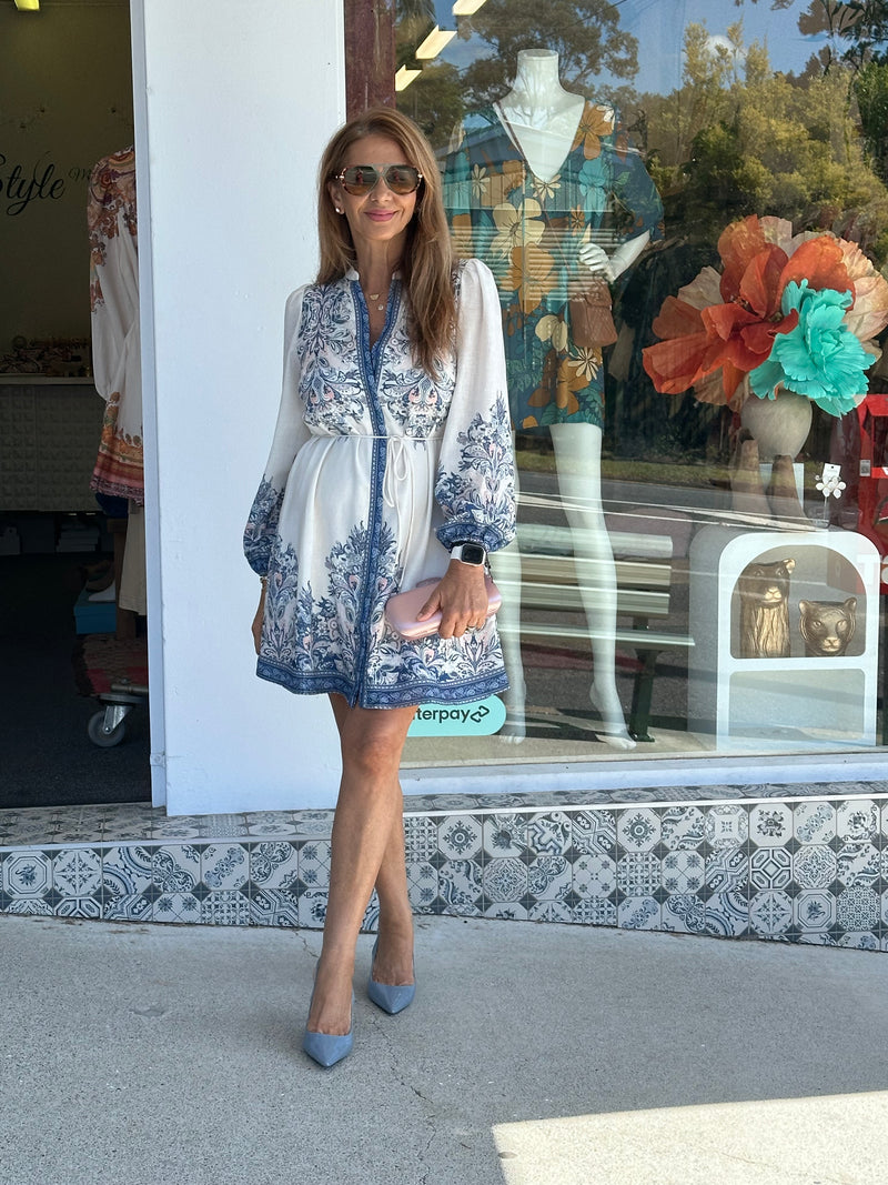 Solana Blue Print Dress