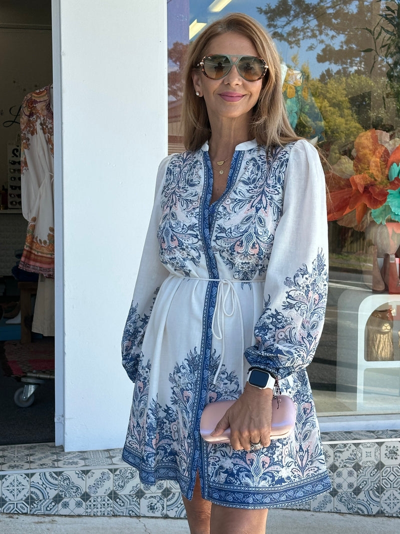 Solana Blue Print Dress
