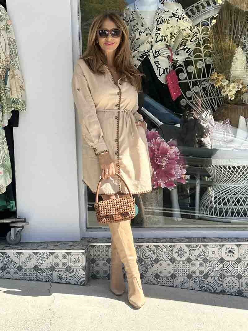 Caramel Crush Crochet Hem Dress