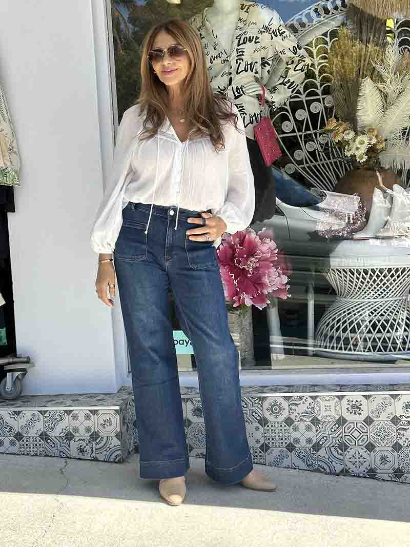 Wide Leg Dark Wash Pocket Jean