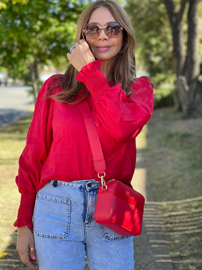 Jordan Linen Top - Red