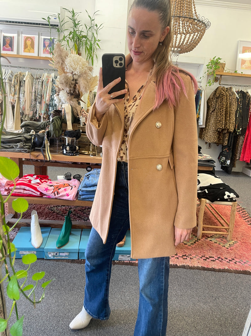 Double Breasted Mocha Coat