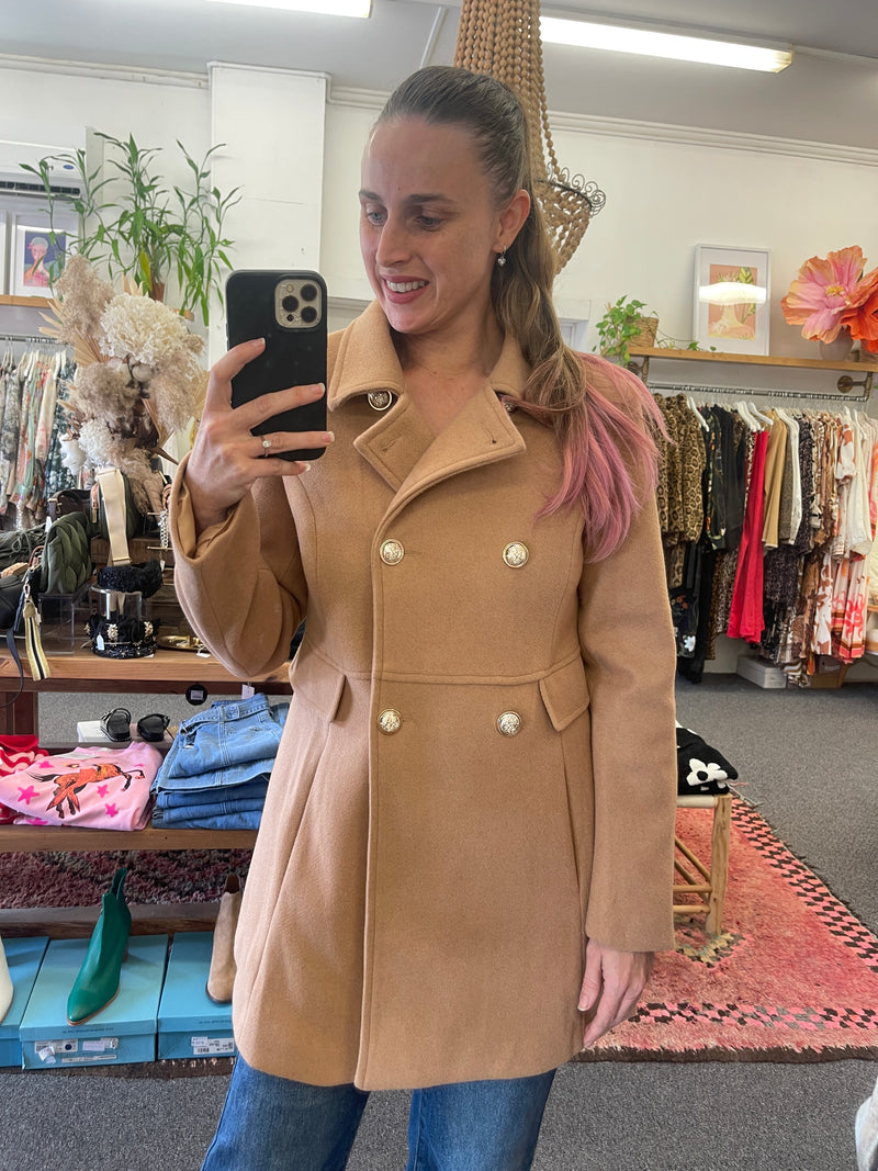 Double Breasted Mocha Coat