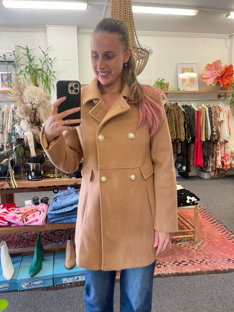 Double Breasted Mocha Coat