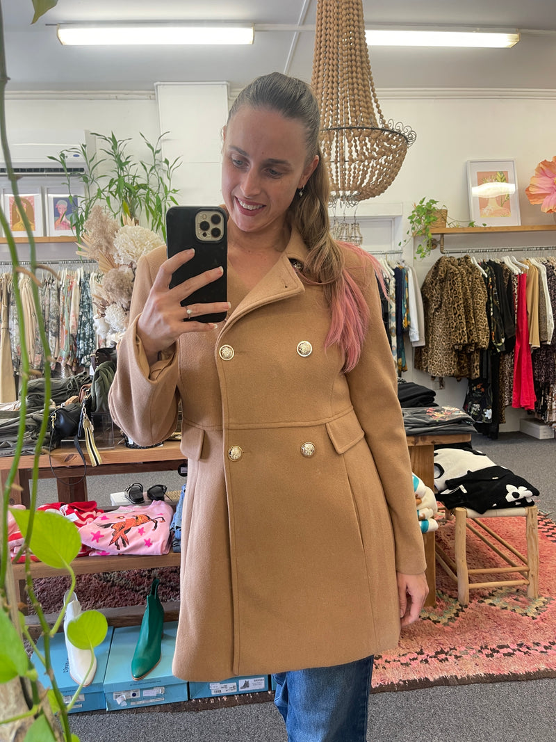 Double Breasted Mocha Coat