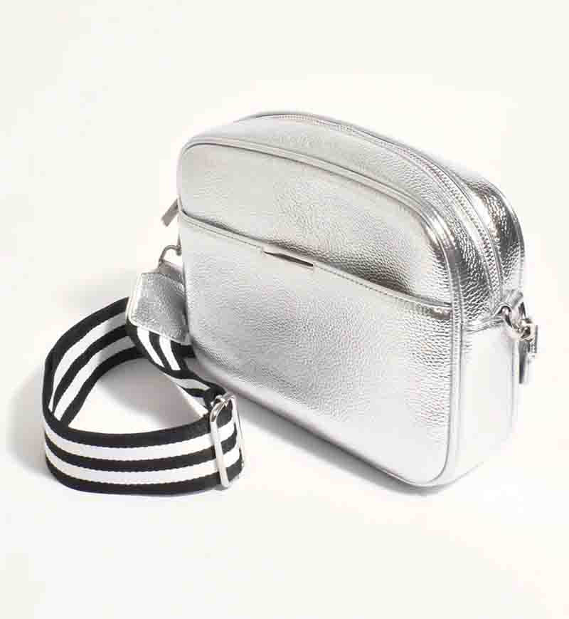 Bianca Stripe Camera Bag - Silver