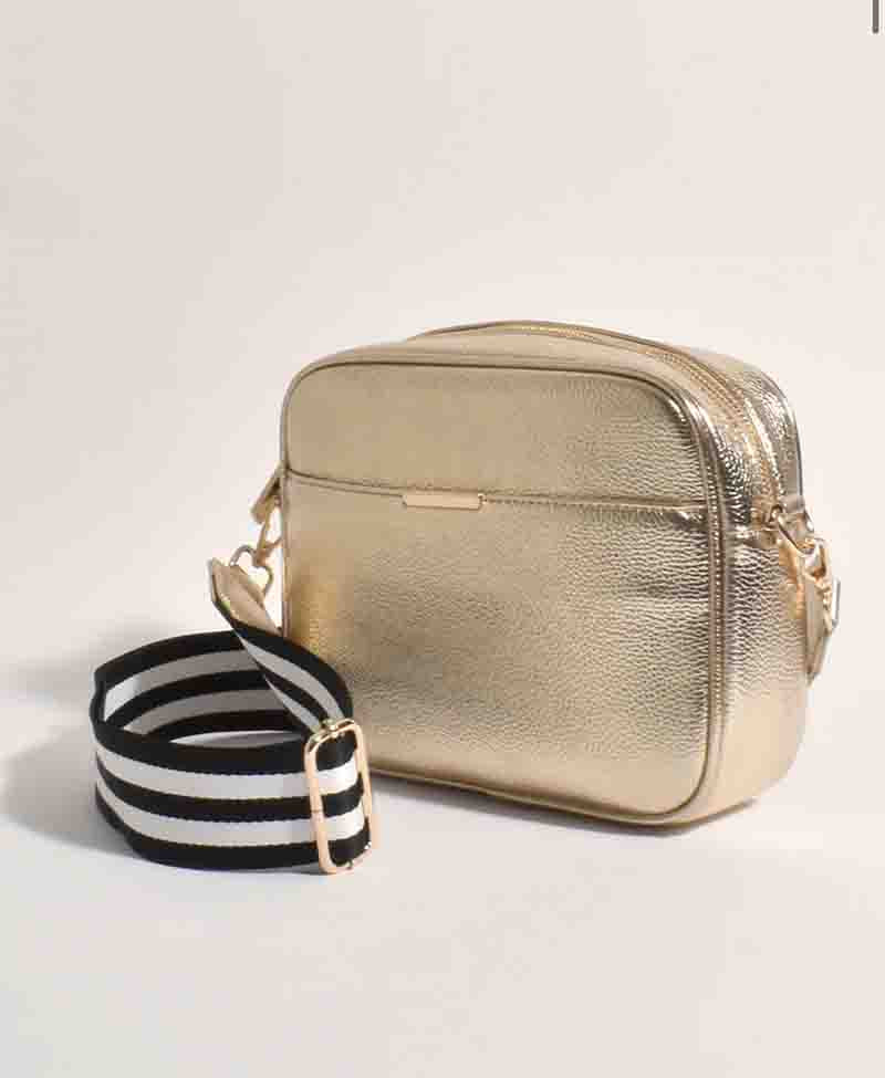 Bianca Stripe Camera Bag - Gold