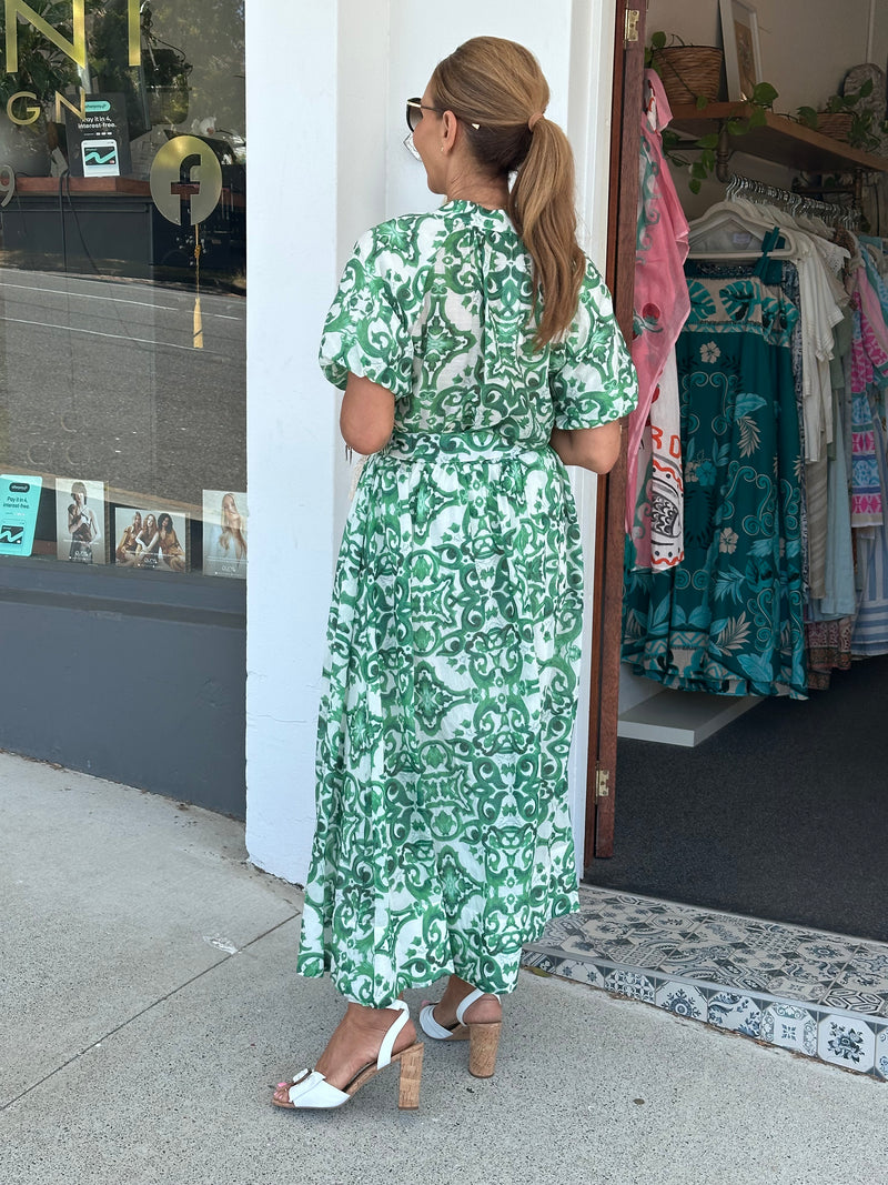 Ivey Blouse - Green Print