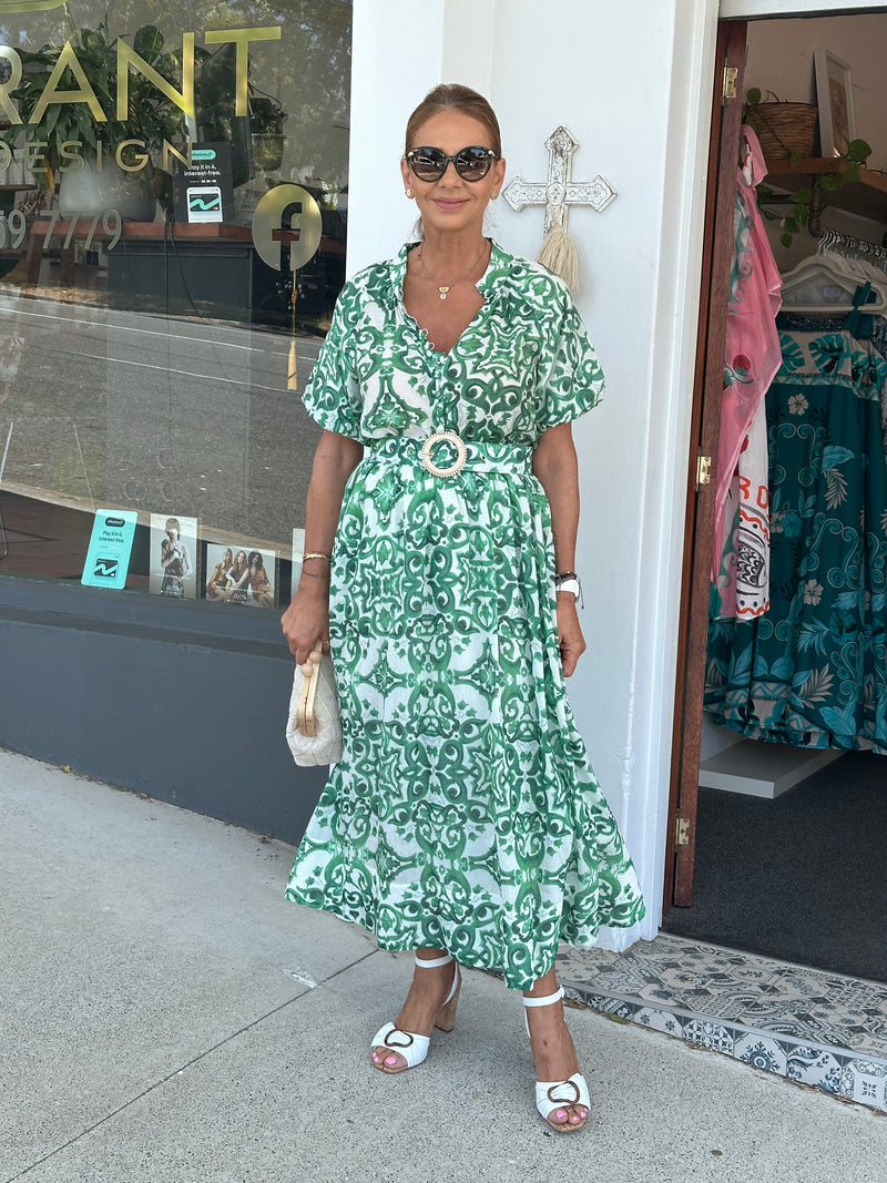 Ivey Blouse - Green Print