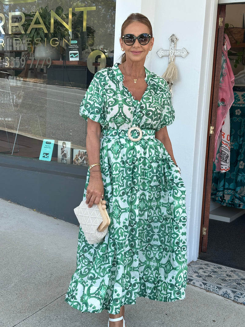 Ivey Blouse - Green Print