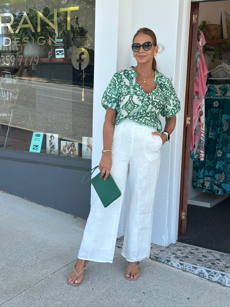 Ivey Blouse - Green Print