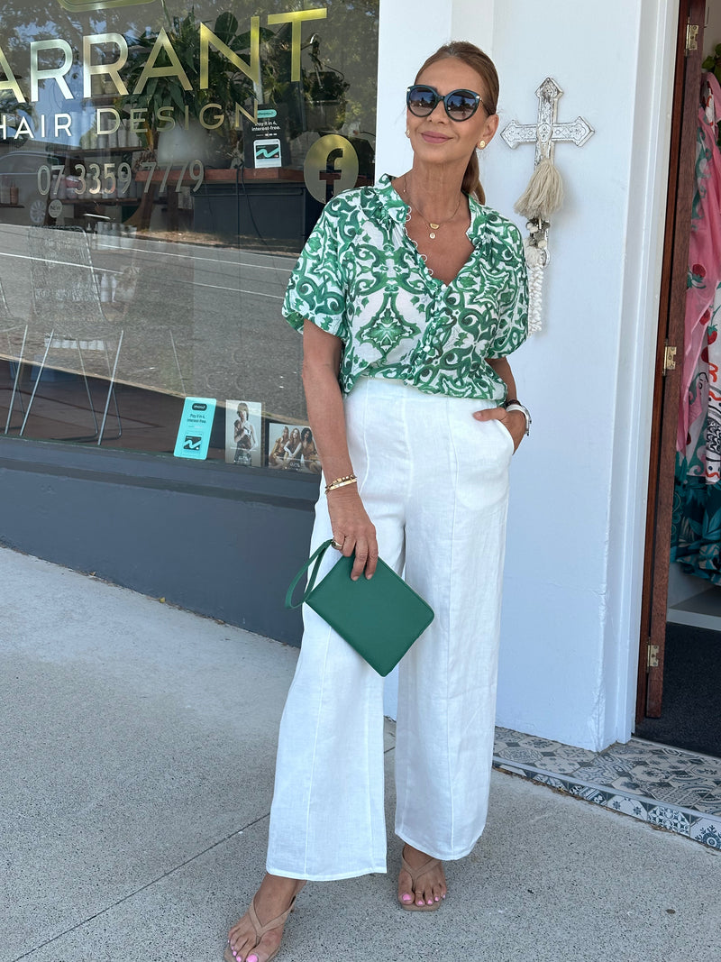 Ivey Blouse - Green Print
