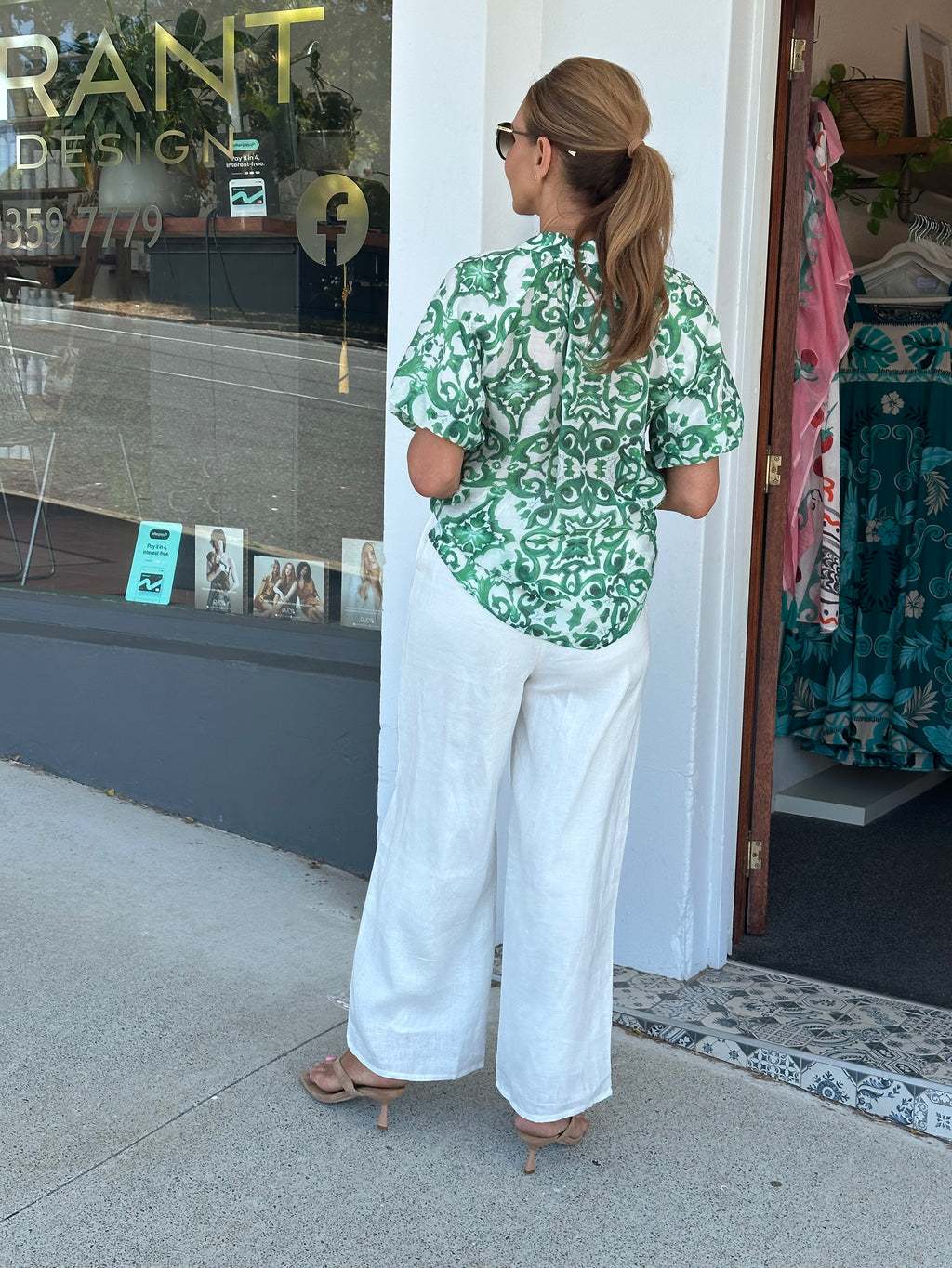 Ivey Blouse - Green Print