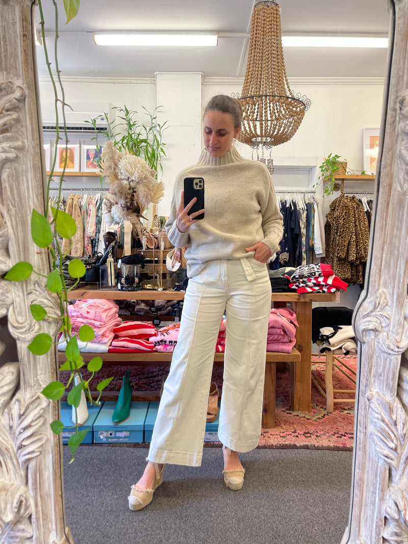 Ecru Turtleneck Knit