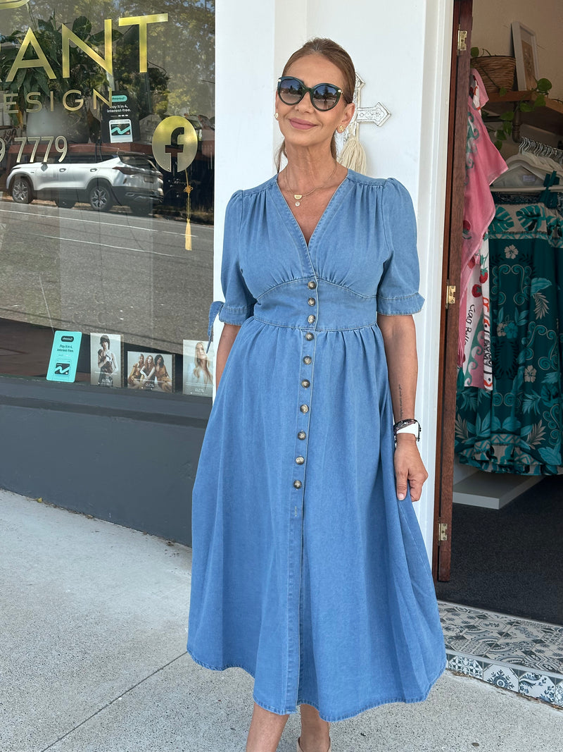 Macy Denim Midi Dress