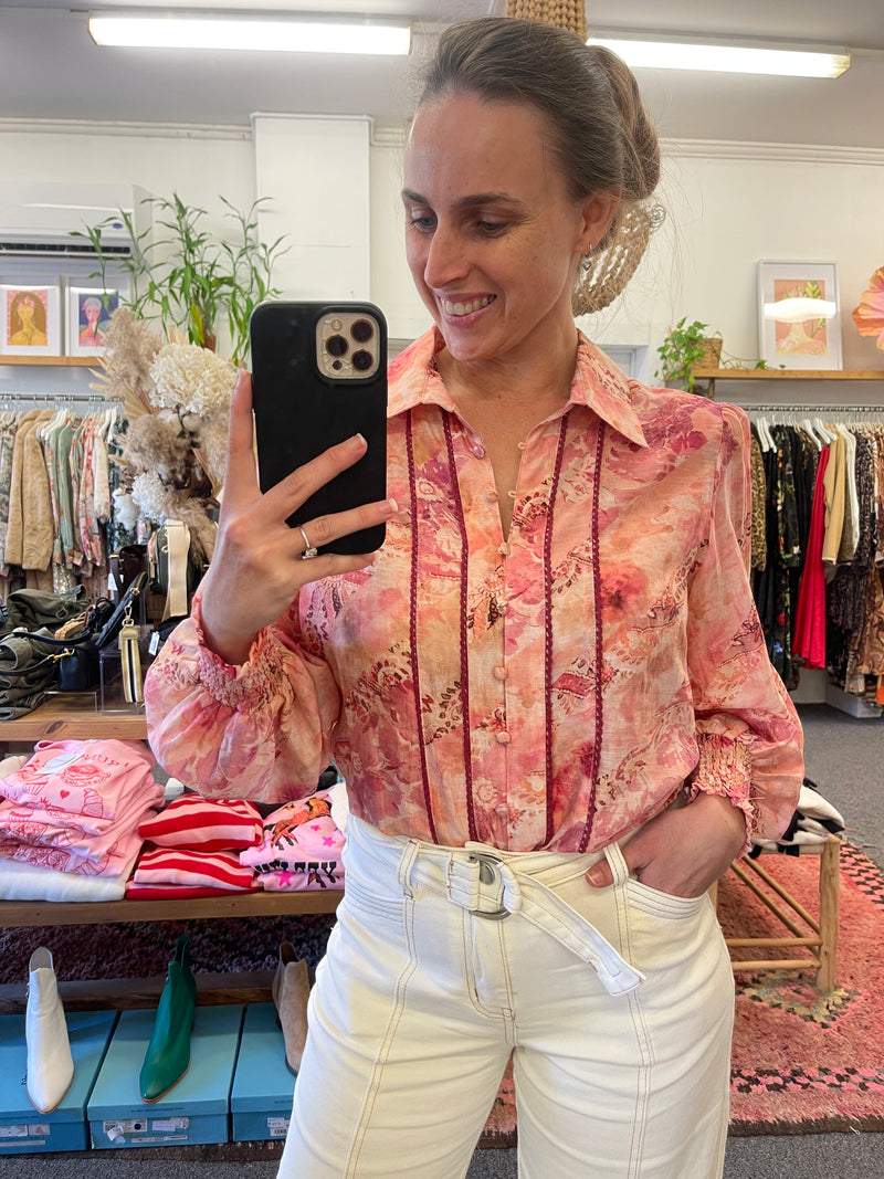 Aylani Blouse - Pink Floral