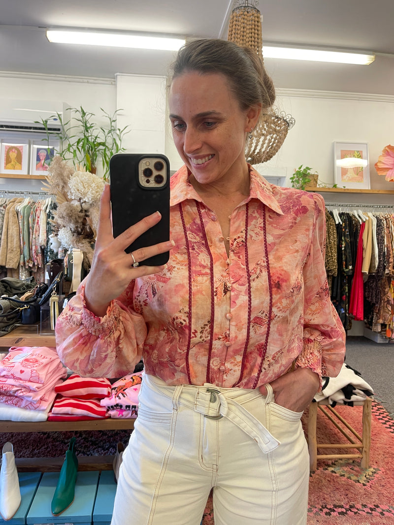Aylani Blouse - Pink Floral