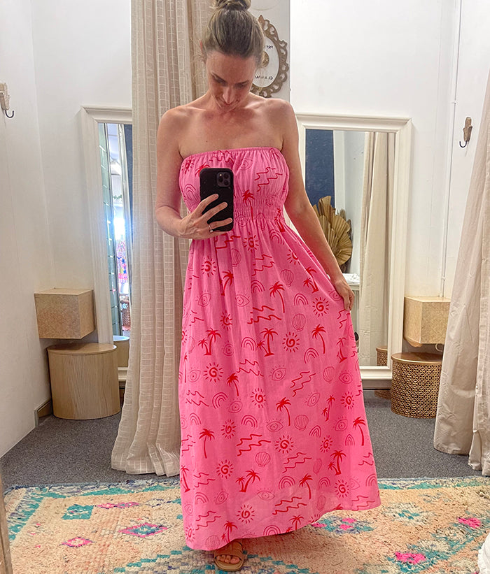 Waves Strapless Maxi - Pink