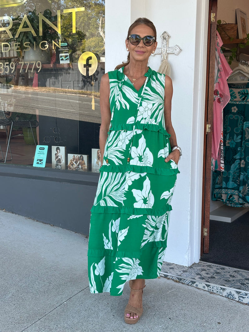Hamilton Island Print Dress - Green