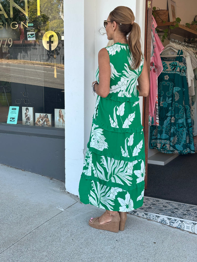 Hamilton Island Print Dress - Green