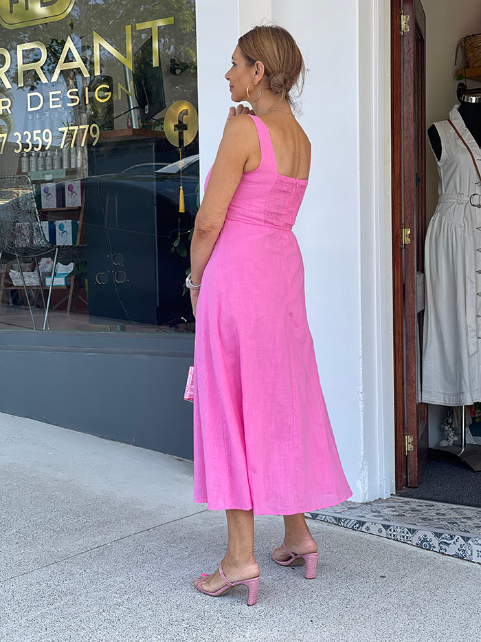 Laya Pink Midi Dress
