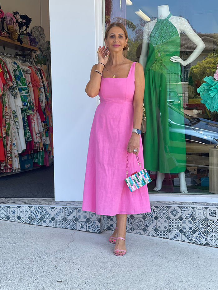 Laya Pink Midi Dress