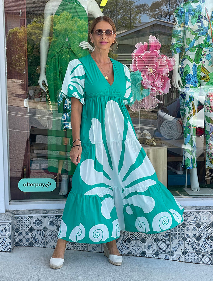 Elda Dress - Mayan Green