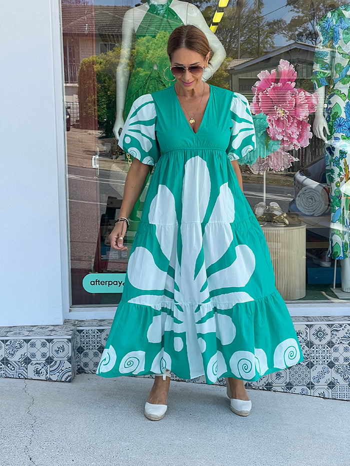 Elda Dress - Mayan Green