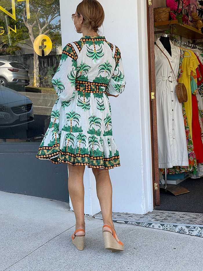 Palm Print Short Dress