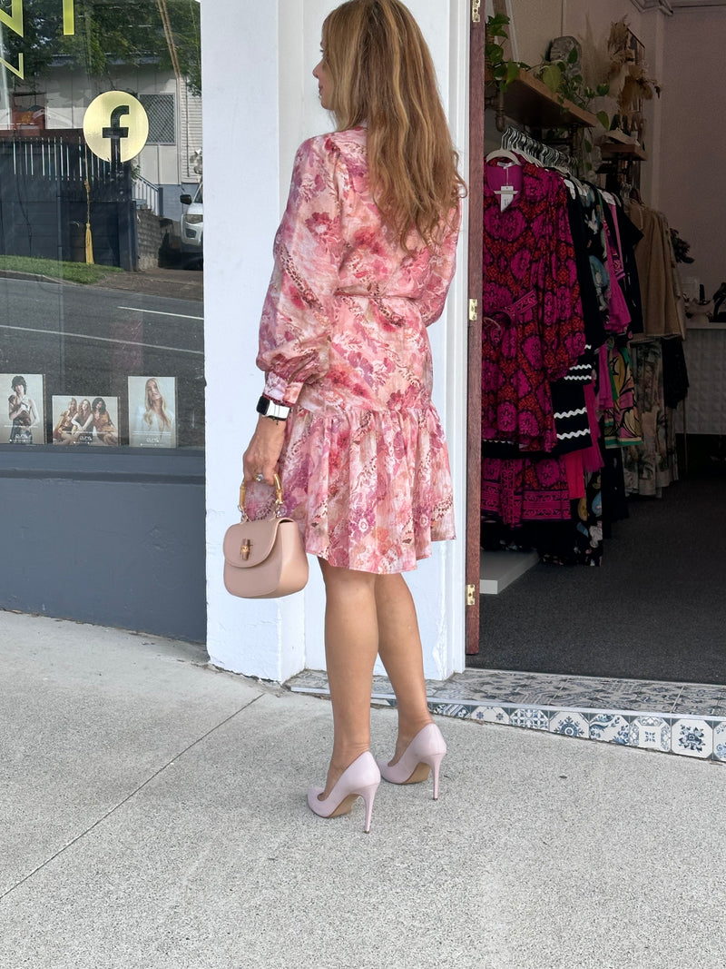 Hyacinth Mini Dress - Apricot Floral