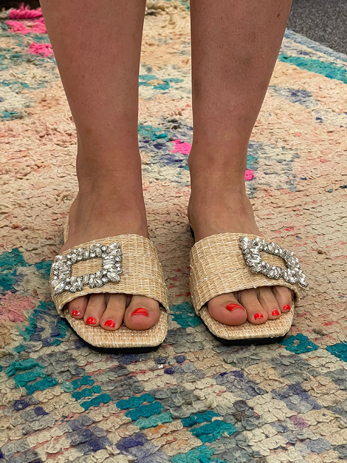 Marnie Raffia Flat Slide