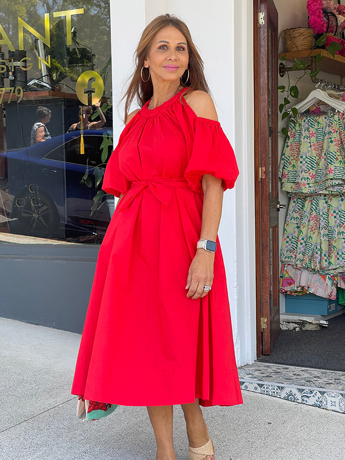 Maree Midi Dress - Red