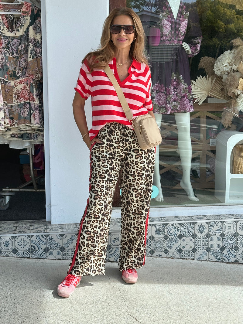 Pink and Red Stripe Knit Top