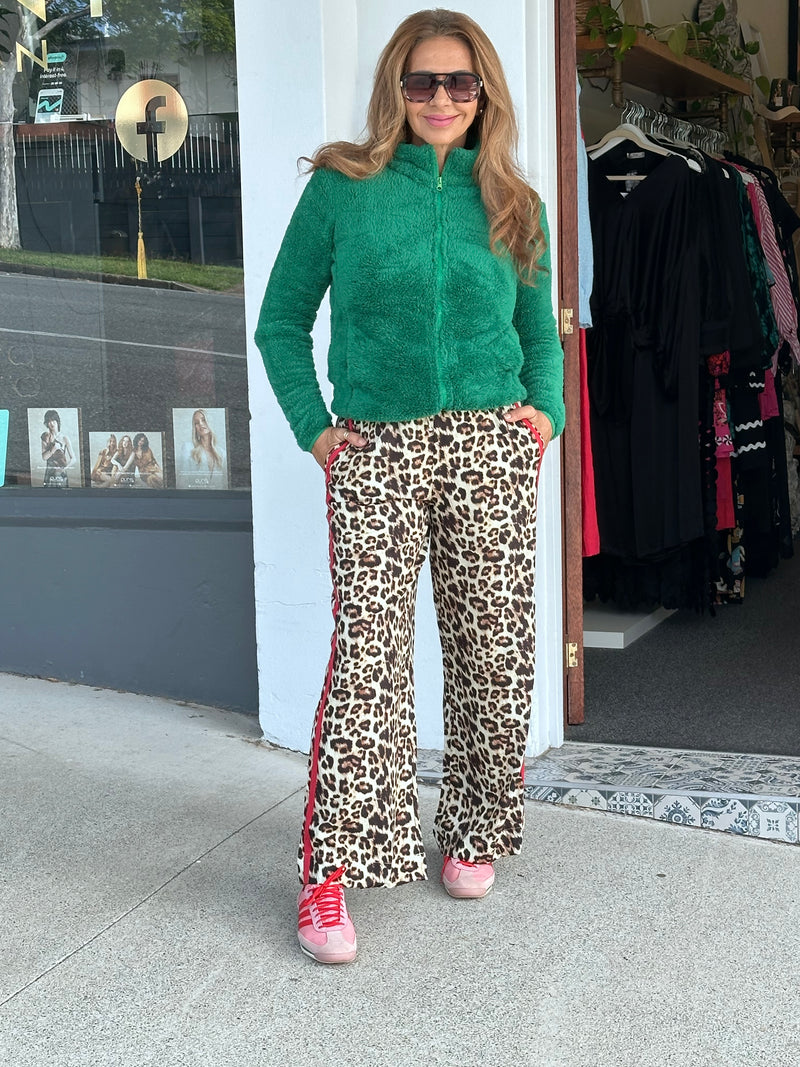 Amazon Green Fluffy Zip Up Jumper