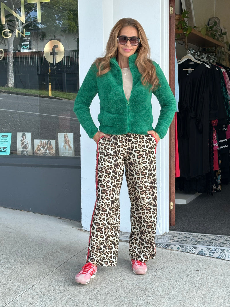 Amazon Green Fluffy Zip Up Jumper