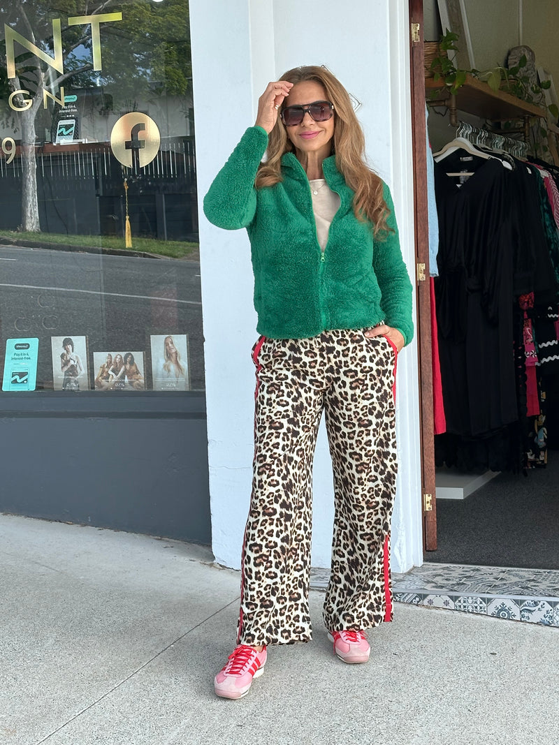 Amazon Green Fluffy Zip Up Jumper