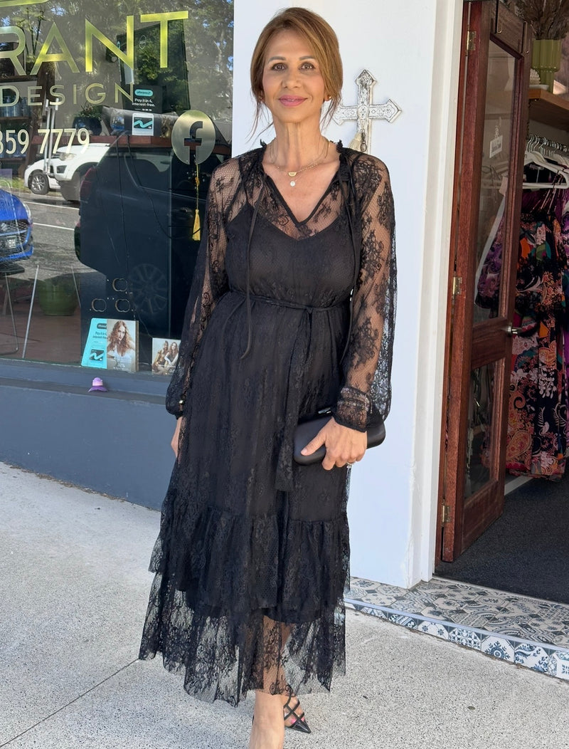 Ophelia Black Lace Dress – Style Me Luxe