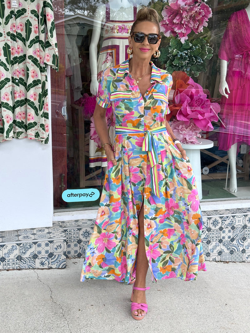 Rosselini Dress - Electric Bloom