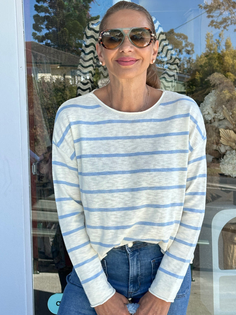 Nellie Knit Top - Blue Stripe