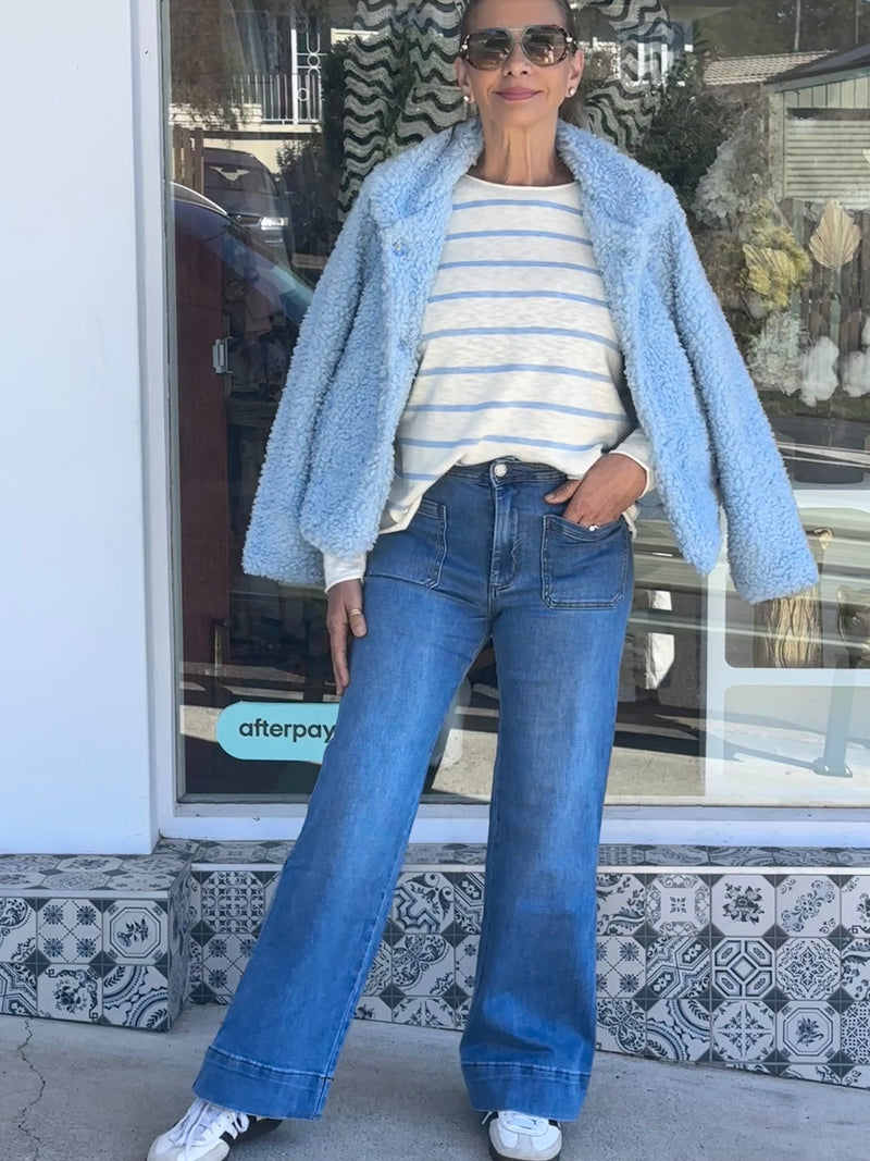 Nellie Knit Top - Blue Stripe