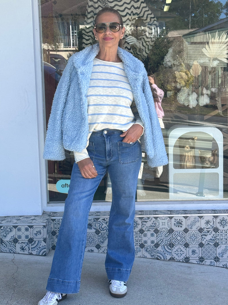 Nellie Knit Top - Blue Stripe