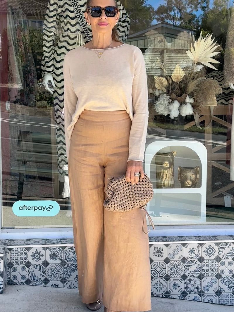 Tan Linen Pant