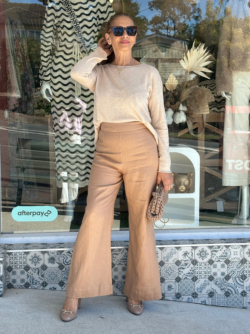 Tan Linen Pant