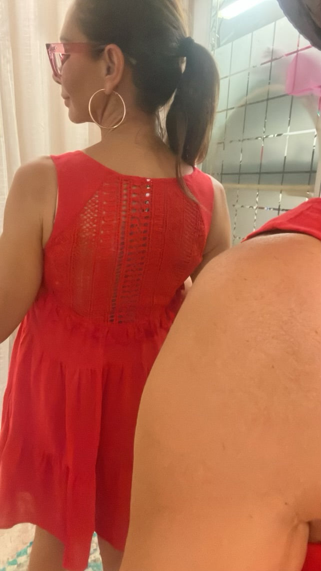 Red Boho Mini Dress
