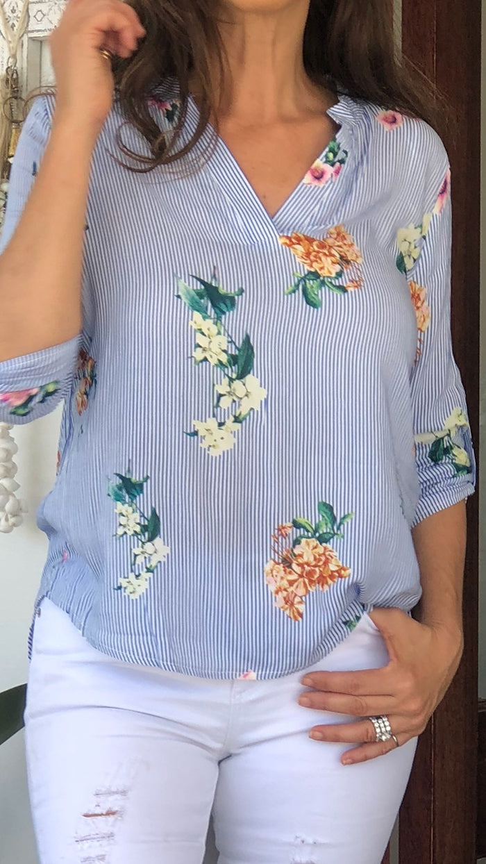 Floral Stripes Top