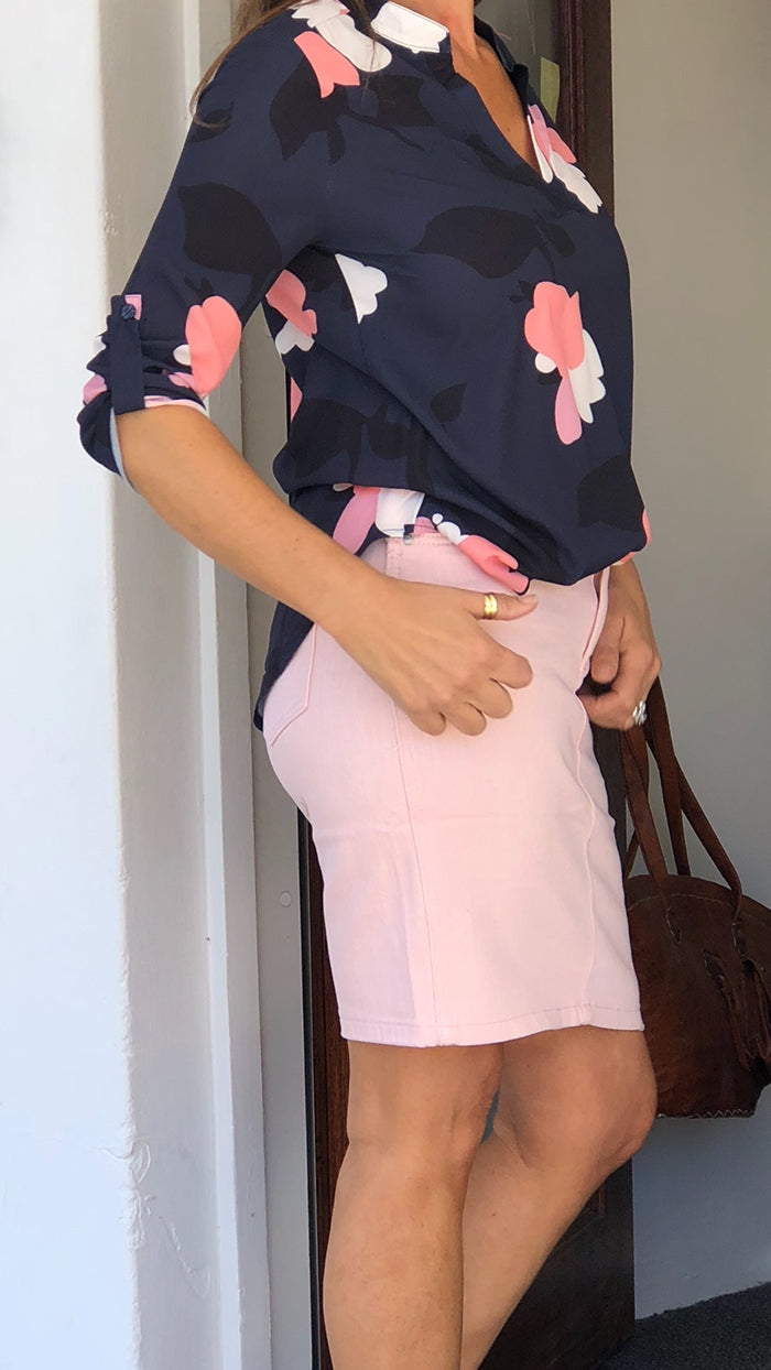 Pink Denim Skirt