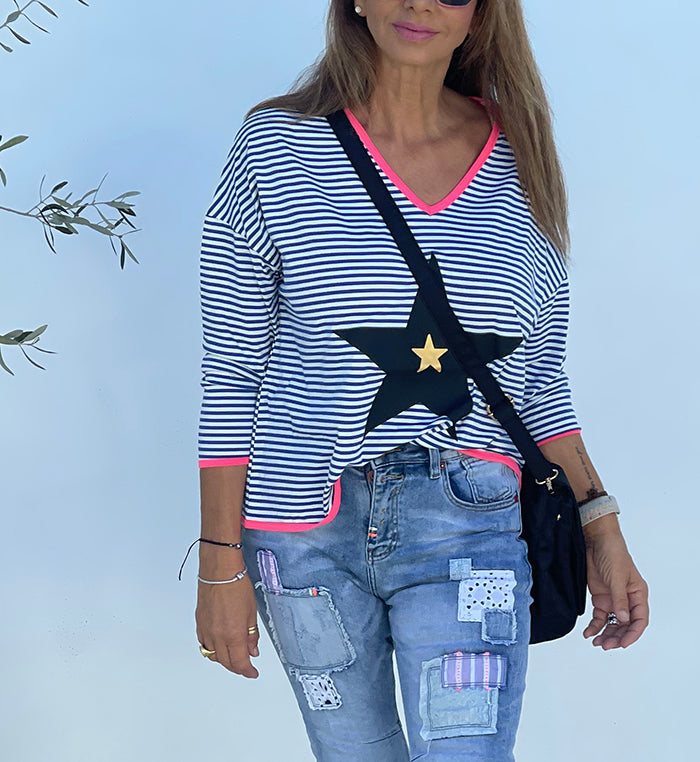 Star Striped Tee - Blue